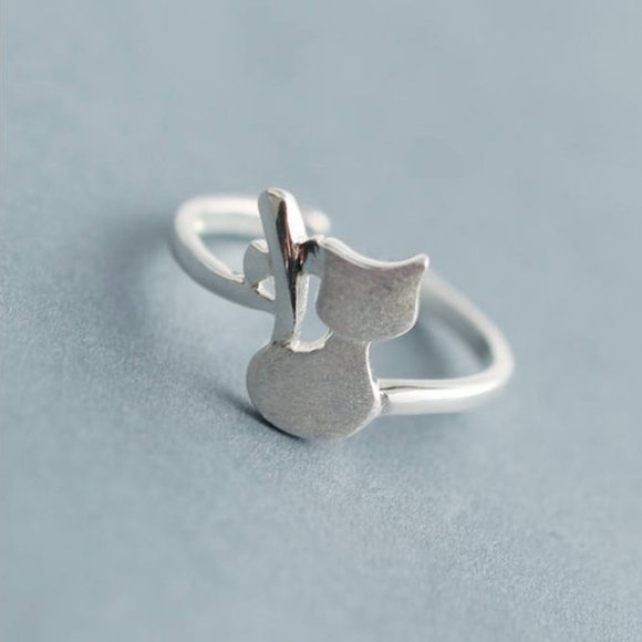 3/$25 🏷️  Sterling Silver Cat Ring Minimal Minimalist Ring Cat Tail Cute Ring - Picture 3 of 8